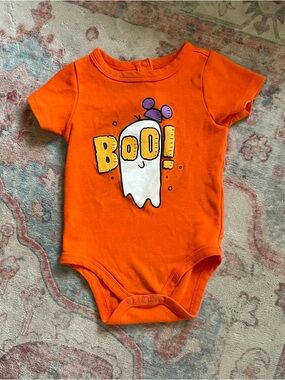 Disney Orange Halloween 'Boo!' Ghost One-Piece Bodysuit